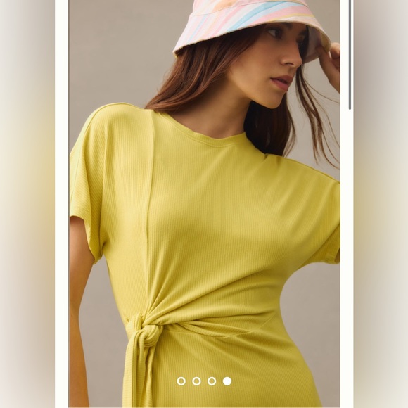 ✨NWT✨Daily Practice by Anthropologie. Nico Tie-Waist Dress Chartreuse. Size M - Picture 3 of 14